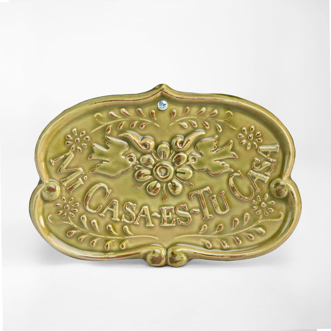 PLACA MI CASA ES TU CASA 19CM AL 27.5CM L 1.5CM AN