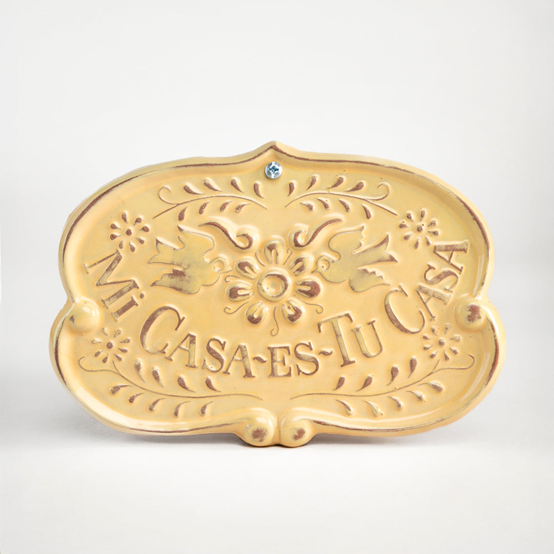 PLACA MI CASA ES TU CASA 19CM AL 27.5CM L 1.5CM AN