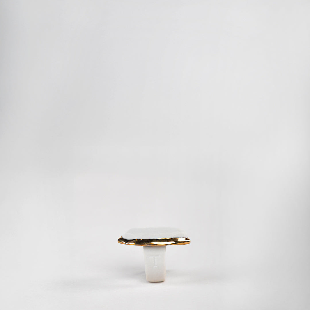 ANILLO CORTE ROCA RUBI PORCELANA #13 C/ORO 14K