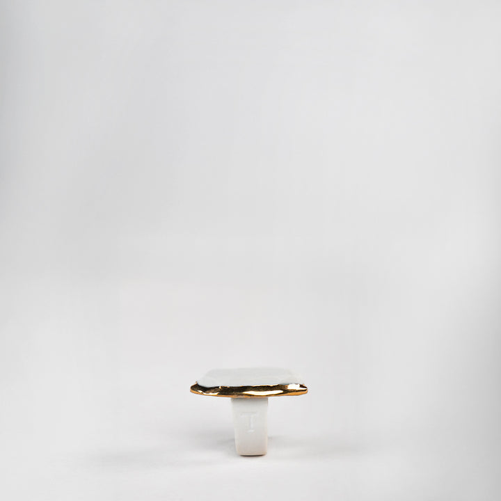 ANILLO CORTE ROCA RUBI PORCELANA #13 C/ORO 14K