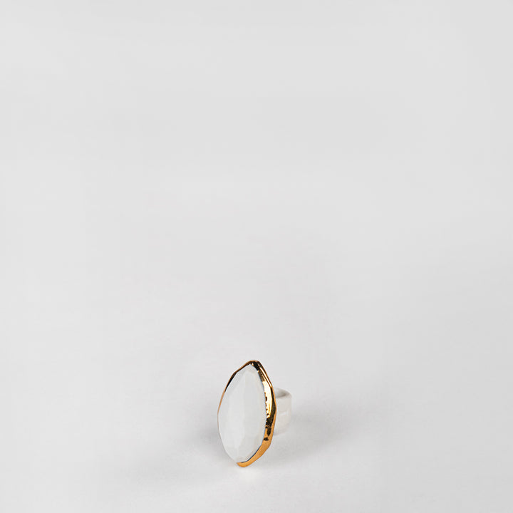 ANILLO CORTE ROCA RUBI PORCELANA #13 C/ORO 14K