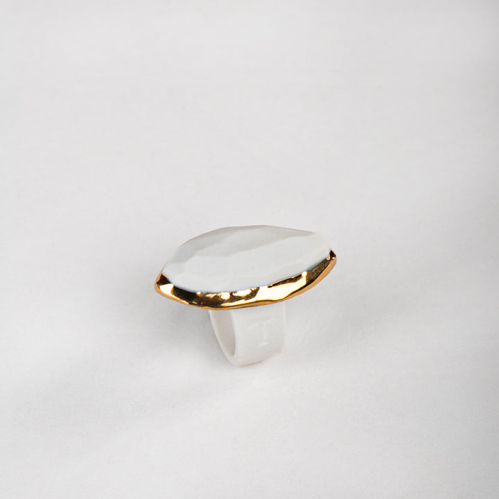 ANILLO CORTE ROCA RUBI PORCELANA #13 C/ORO 14K