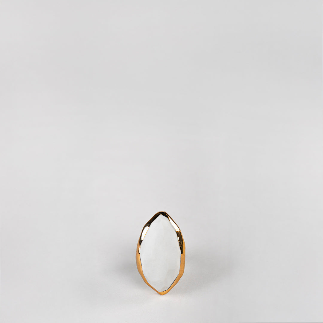 ANILLO CORTE ROCA RUBI PORCELANA #13 C/ORO 14K