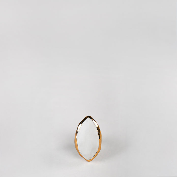 ANILLO CORTE ROCA RUBI PORCELANA #13 C/ORO 14K