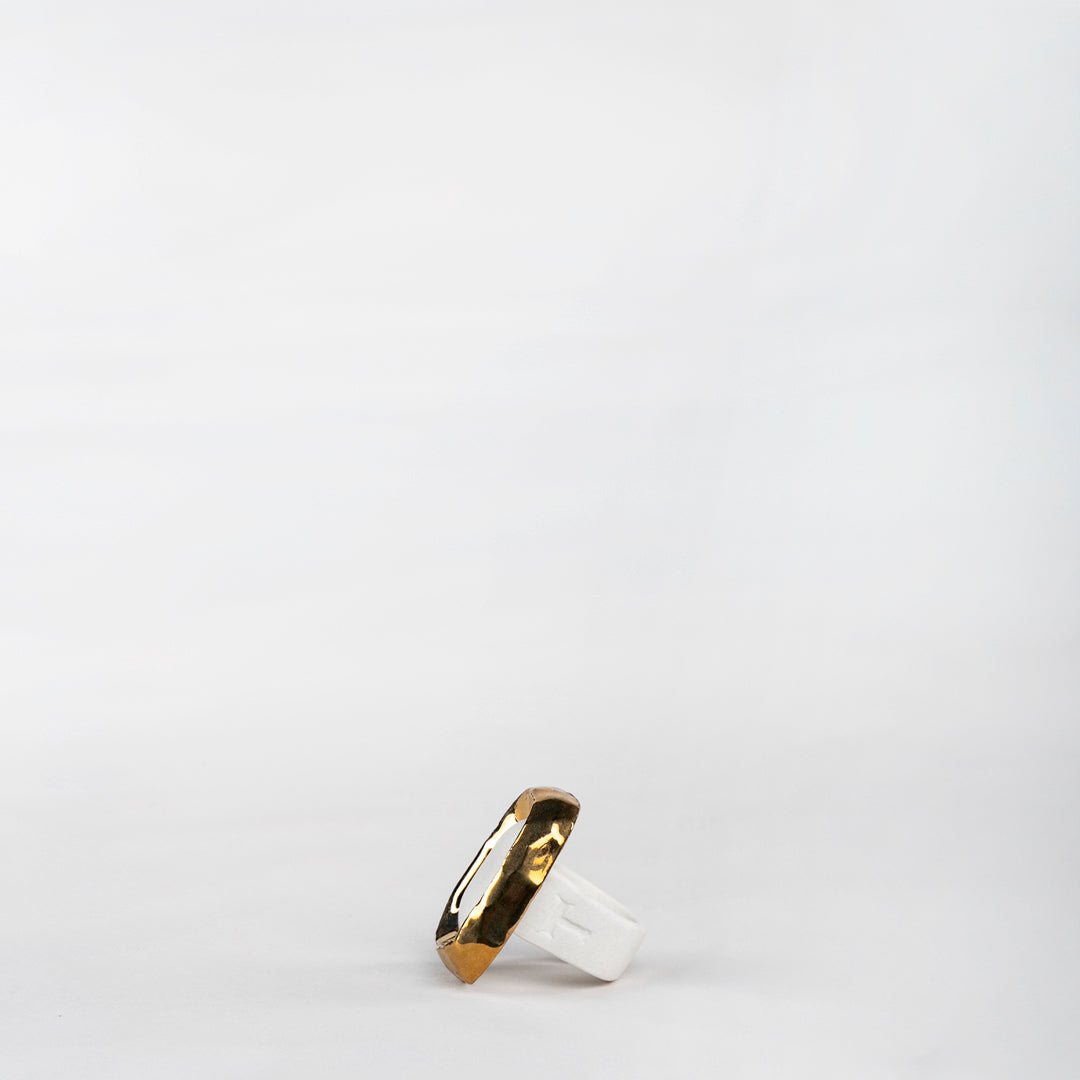 ANILLO CORTE ROCA AGATA PORCELANA #13 C/ORO 14 K