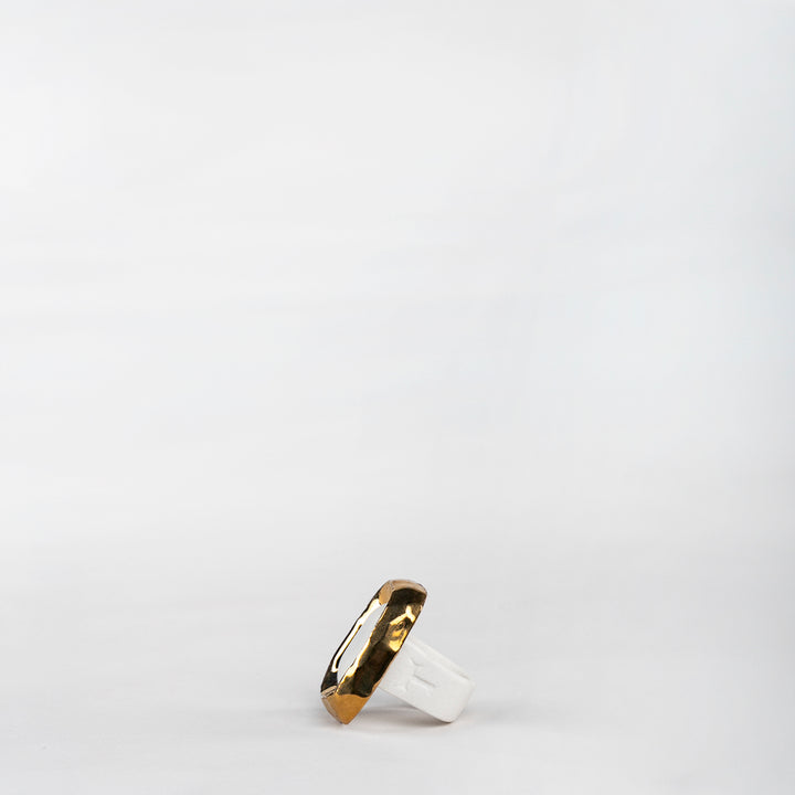 ANILLO CORTE ROCA AGATA PORCELANA #13 C/ORO 14 K