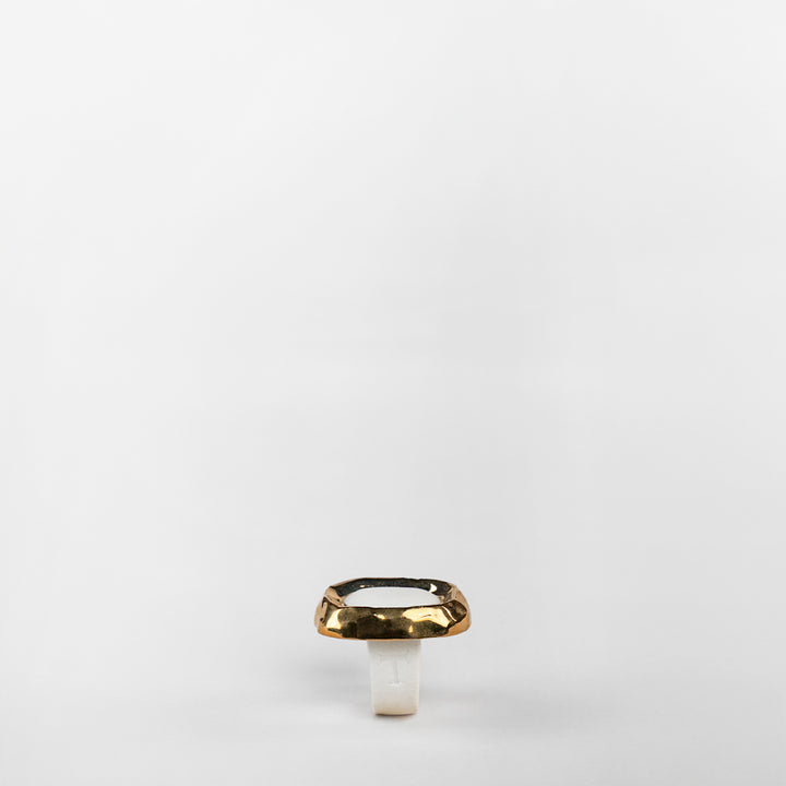 ANILLO CORTE ROCA AGATA PORCELANA #13 C/ORO 14 K