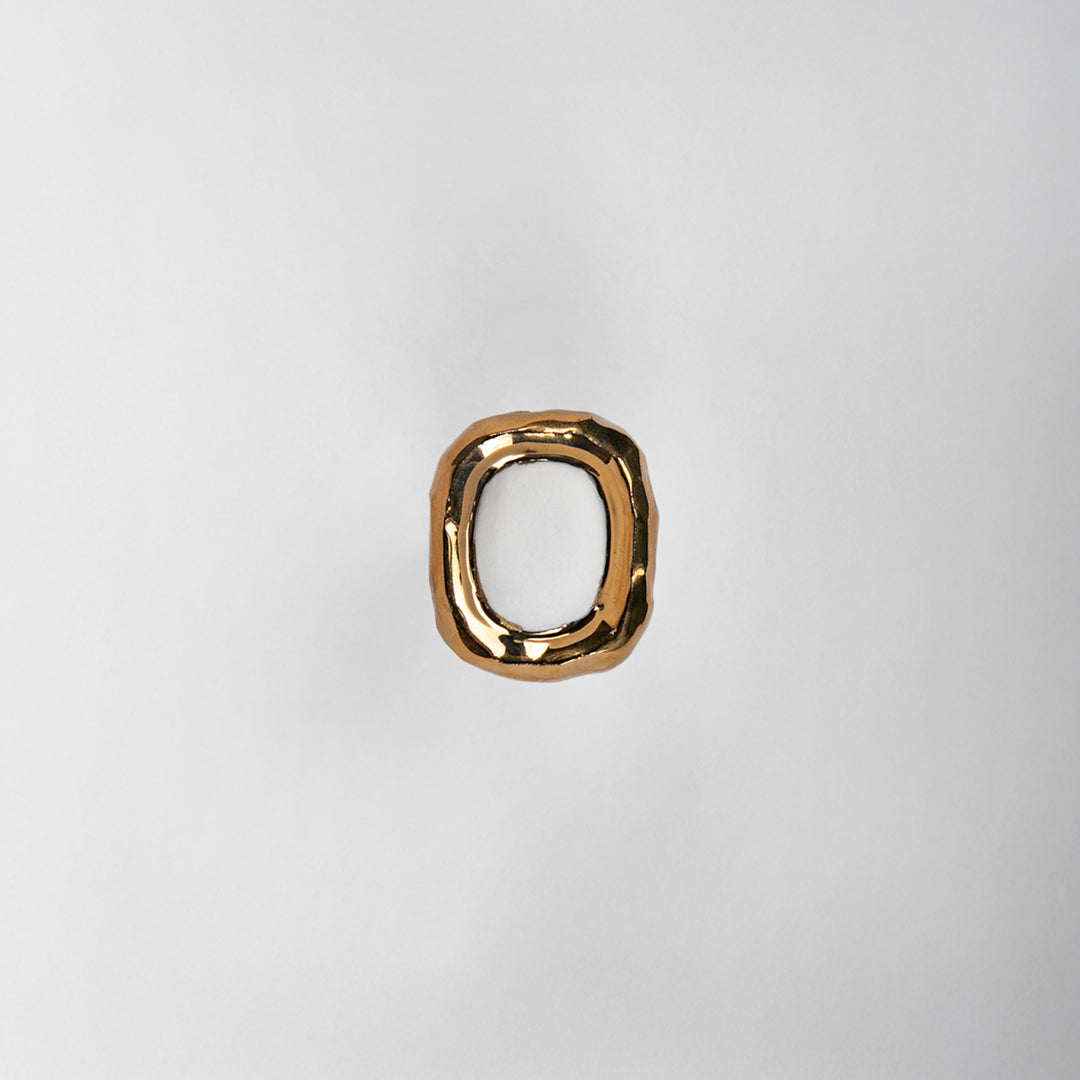 ANILLO CORTE ROCA AGATA PORCELANA #13 C/ORO 14 K