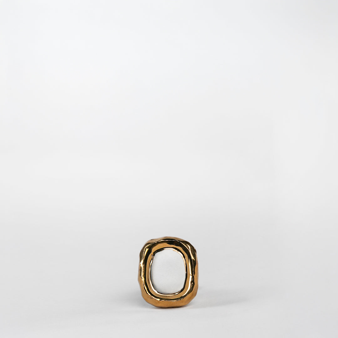 ANILLO CORTE ROCA AGATA PORCELANA #13 C/ORO 14 K