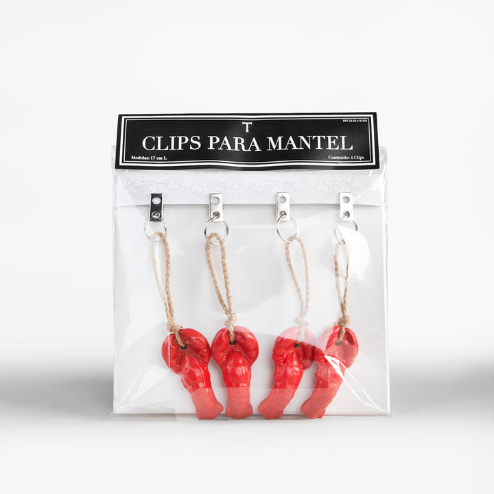 SET CLIP DE MANTEL LANGOSTA 4 PIEZAS