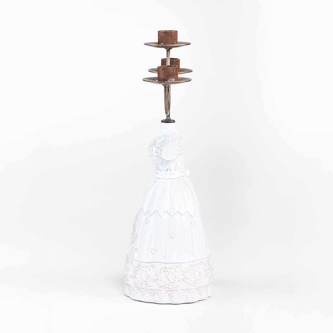 CANDELABRO VESTIDO CHINA POBLANA 37 CM AL 13 CM AN