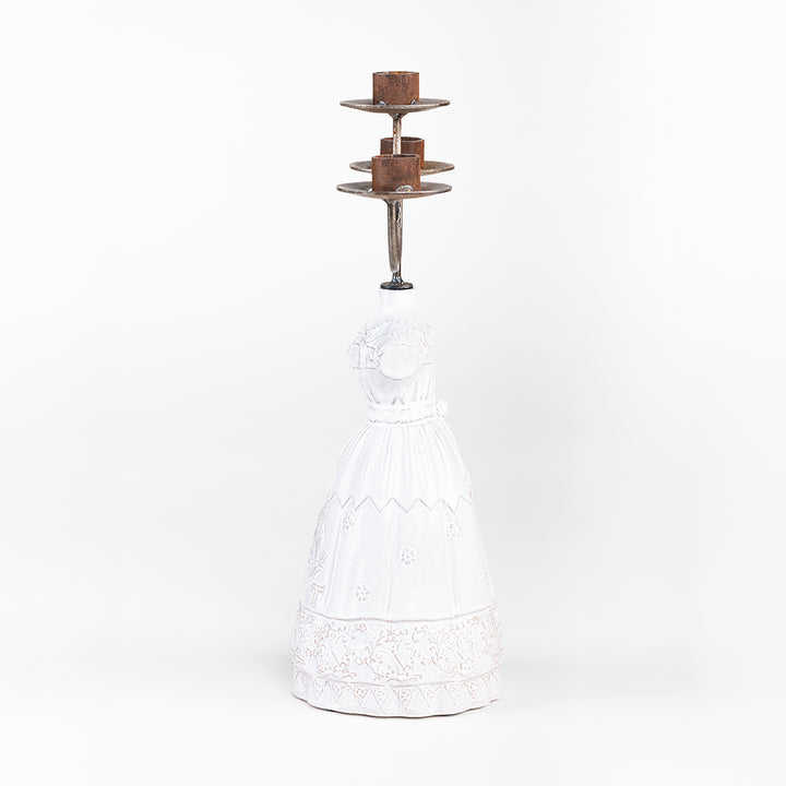 CANDELABRO VESTIDO CHINA POBLANA 37 CM AL 13 CM AN