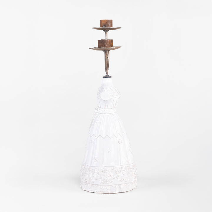 CANDELABRO VESTIDO CHINA POBLANA 37 CM AL 13 CM AN