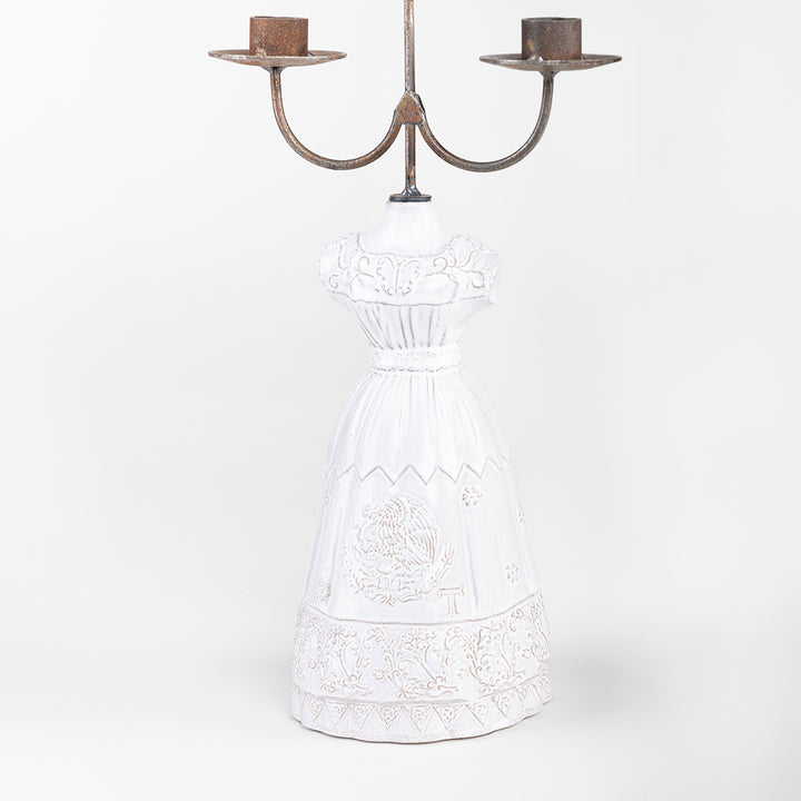 CANDELABRO VESTIDO CHINA POBLANA 37 CM AL 13 CM AN