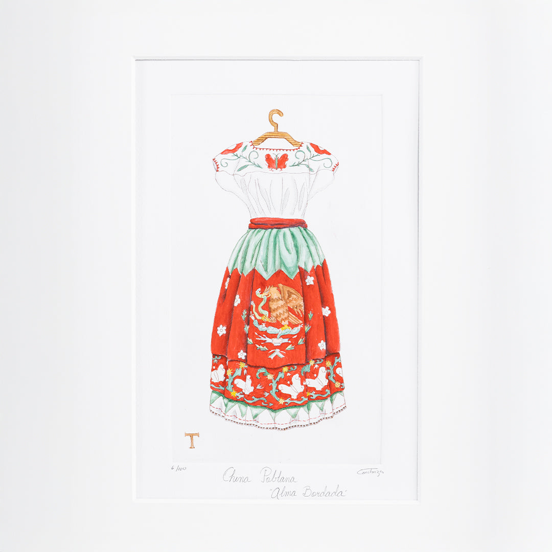 CHINA POBLANA ALMA BORDADA / MARCO 62CM AL 47CM L 4CM AN