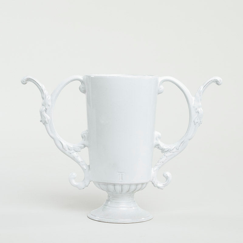 FLORERO ROCOCO CON ASAS 23CM AL 35CM L 12CM AN- BLANCO CRISTAL ALTA | Trinitate