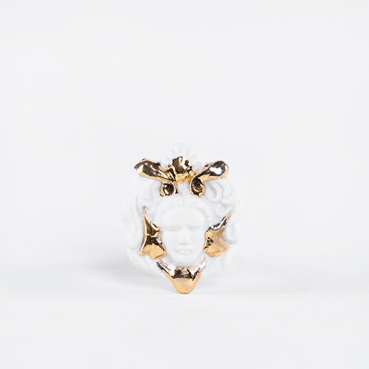 ANILLO MASCARA - PORCELANA #13 C/ORO 14K
