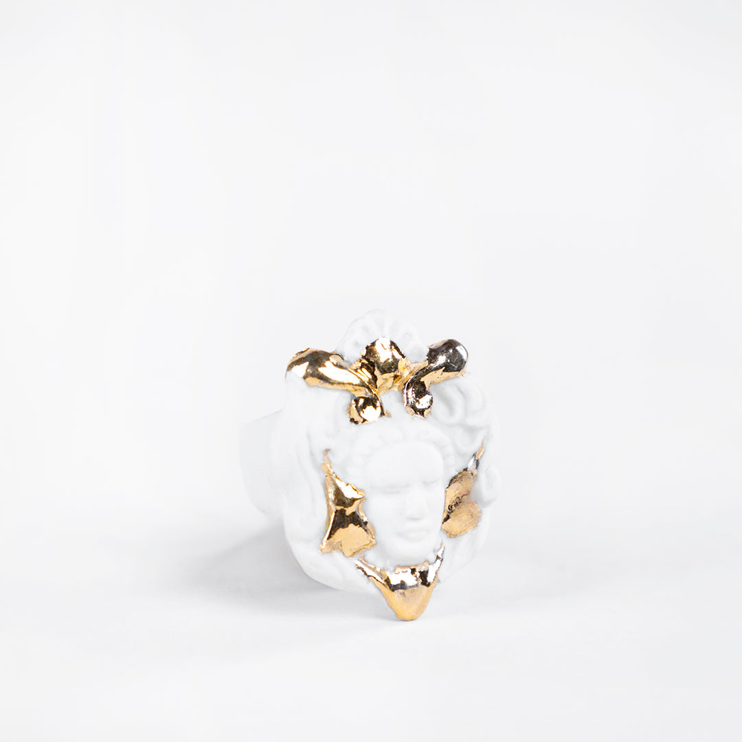 ANILLO MASCARA - PORCELANA #13 C/ORO 14K