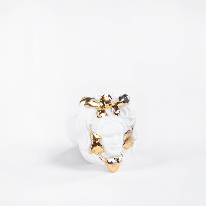 ANILLO MASCARA - PORCELANA #13 C/ORO 14K