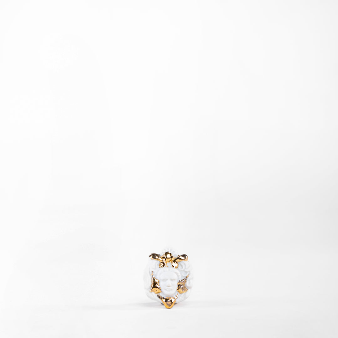 ANILLO MASCARA - PORCELANA #13 C/ORO 14K