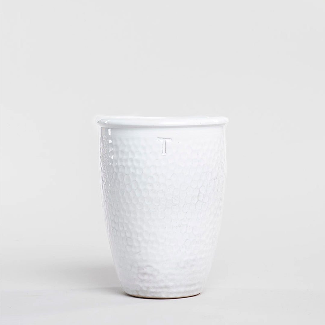 HAMMERED VASE 19CM TO 15.5CM D