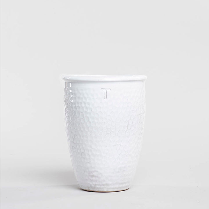 HAMMERED VASE 19CM TO 15.5CM D