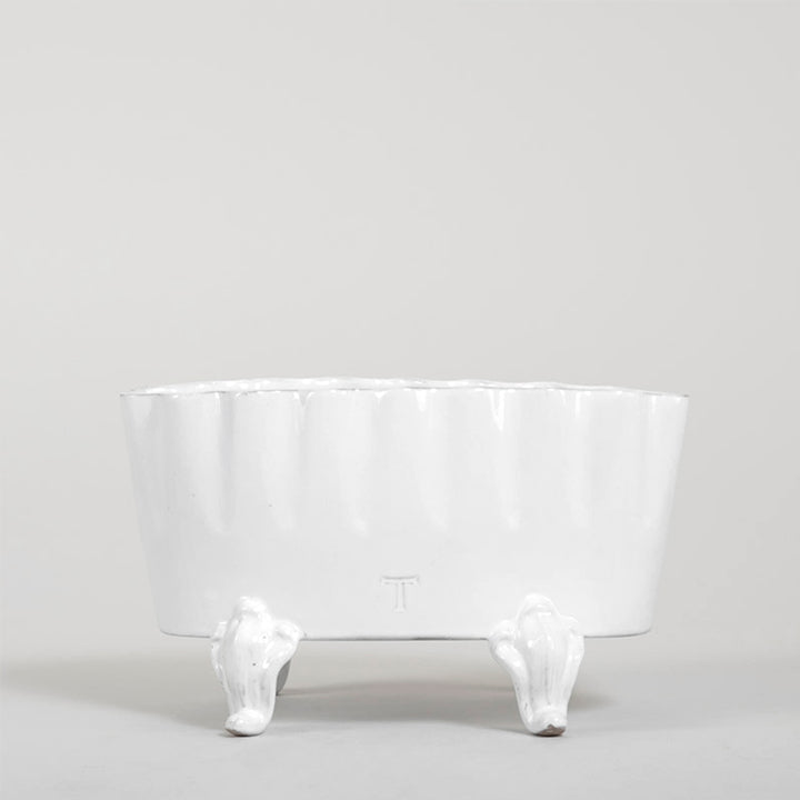WAVY OVAL VASE WITH LEGS 15CM H 25.5CM L 13CM W