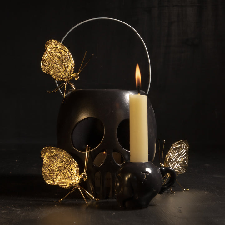SKULL CANDELABRA SET 5.5CM AL 6CM L 6CM W